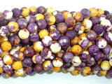 Rain Flower Stone, Purple, Yellow, 6mm Faceted Round Beads-Gems: Round & Faceted-BeadBeyond
