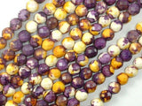 Rain Flower Stone, Purple, Yellow, 6mm Faceted Round Beads-Gems: Round & Faceted-BeadBeyond