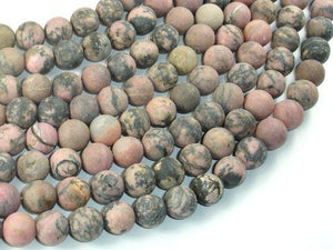 Matte Rhodonite Beads, 10mm, Round Beads-Gems: Round & Faceted-BeadBeyond