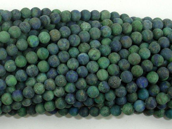 Matte Azurite Malachite Beads, 4mm Round Beads-Gems: Round & Faceted-BeadBeyond