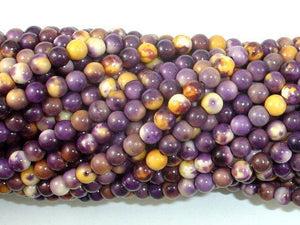 Rain Flower Stone, Purple, Yellow, 4mm Round Beads-Gems: Round & Faceted-BeadBeyond