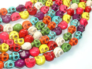 Howlite Skull Beads, Multi-color, 8x10mm-Gems: Round & Faceted-BeadBeyond