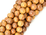 Yellow Wood Beads, Nangka Wood Beads, 10mm (10.3mm) Round Beads, 43 Inch-Wood-BeadBeyond