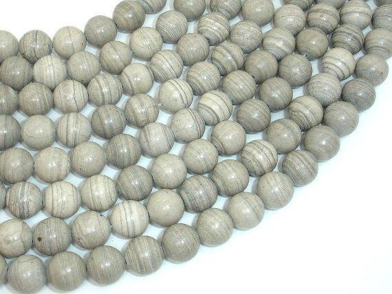 Gray Banded Jasper, 10mm, Round Beads-Gems: Round & Faceted-BeadBeyond