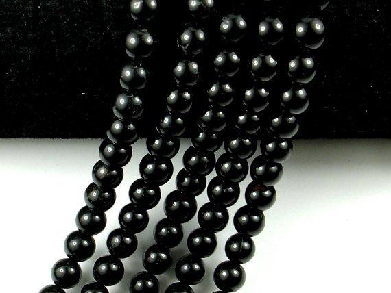 Black Tourmaline Beads, Round, 6mm-Gems: Round & Faceted-BeadBeyond