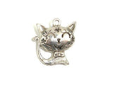 Metal Charms - Animal Kitty Pendant, Zinc Alloy, Antique Silver Tone, 2pcs-Metal Findings & Charms-BeadBeyond