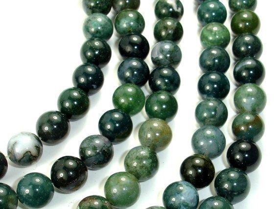 Moss Agate, Round beads, 10mm, Green Beads-Gems: Round & Faceted-BeadBeyond
