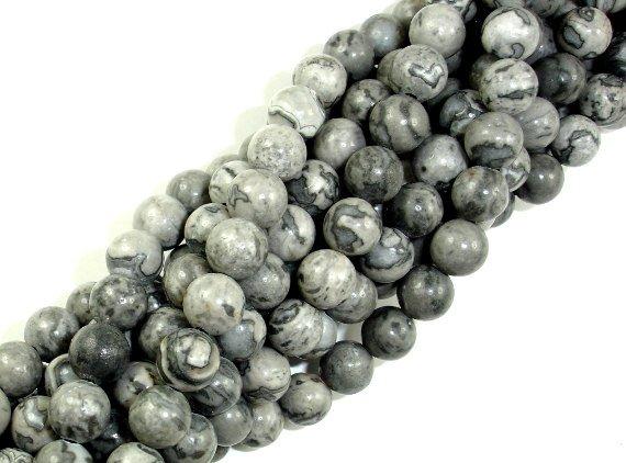 Gray Picture Jasper Beads, Round, 6mm-Gems: Round & Faceted-BeadBeyond