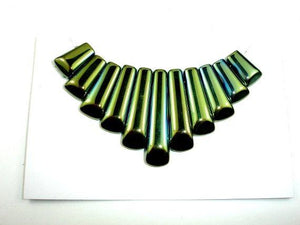 Quartz Beads, Coated Green, Top Drilled Graduated Stick-Gems:Assorted Shape-BeadBeyond
