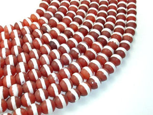 Matte Tibetan Agate Beads, With White Stripe, Round, 10 mm-Agate: Round & Faceted-BeadBeyond
