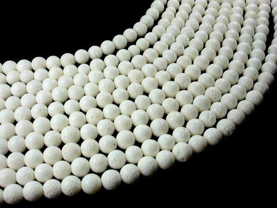 White Sponge Coral Beads, Round, 8mm (7.8mm)-Gems: Round & Faceted-BeadBeyond