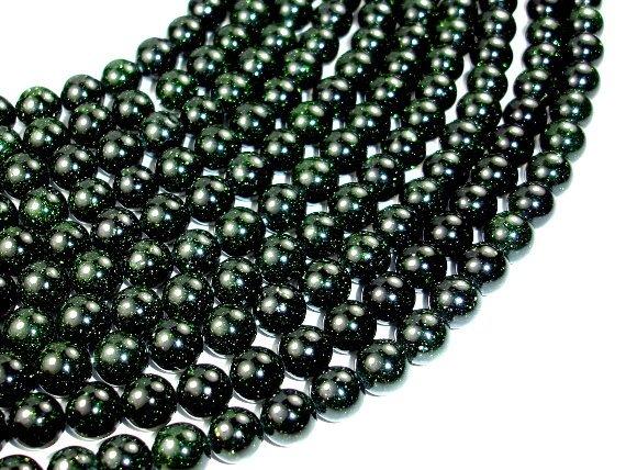 Green Goldstone Beads, Round, 10mm-Gems: Round & Faceted-BeadBeyond