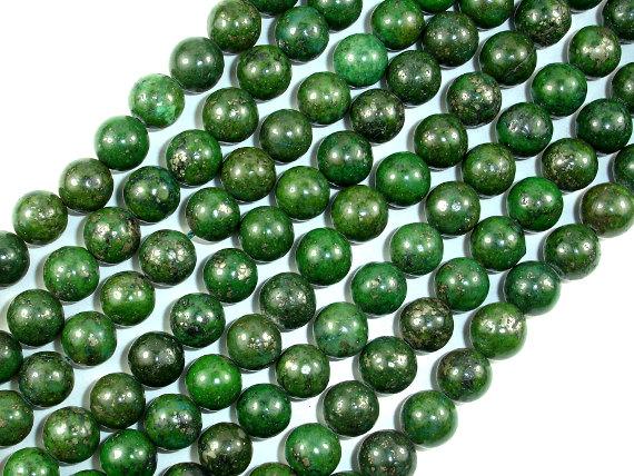 Green Chalcopyrite, 8mm Round Bead-Gems: Round & Faceted-BeadBeyond