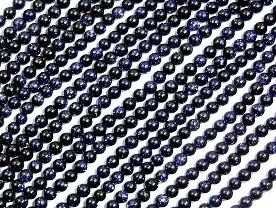 Blue Goldstone Beads, Round, 2mm-Gems: Round & Faceted-BeadBeyond