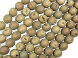 Druzy Agate Beads, Geode Beads, Matte Dark Golden Brown, 14mm-Agate: Round & Faceted-BeadBeyond