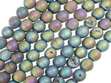 Druzy Agate Beads, Geode Beads, Matte Peacock, 12mm-Agate: Round & Faceted-BeadBeyond