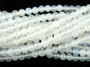 White Agate Beads, Round, 4mm (4.4mm), 15 Inch-Agate: Round & Faceted-BeadBeyond