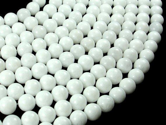 White Jade Beads, Round, 6mm (6.3mm), 15 Inch-Gems: Round & Faceted-BeadBeyond