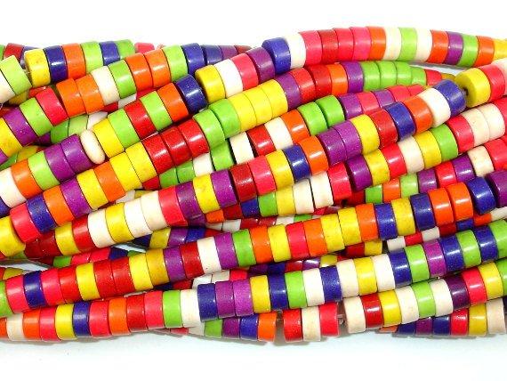 Howlite Beads, Multicolored, Heishi, 3 x 6mm-Gems:Assorted Shape-BeadBeyond