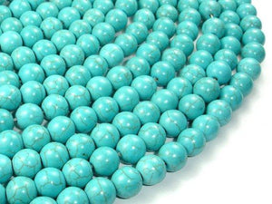 Howlite Turquoise Beads, Round, 10mm (9.8mm)-Gems: Round & Faceted-BeadBeyond