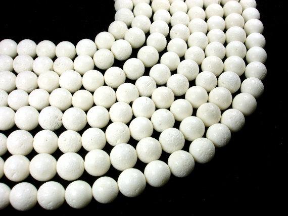 White Sponge Coral Beads, Round, 12mm-Gems: Round & Faceted-BeadBeyond