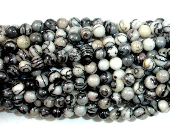 Black Line Jasper Beads, Silk Stone, Spider Web Jasper, Round, 4mm-Gems: Round & Faceted-BeadBeyond