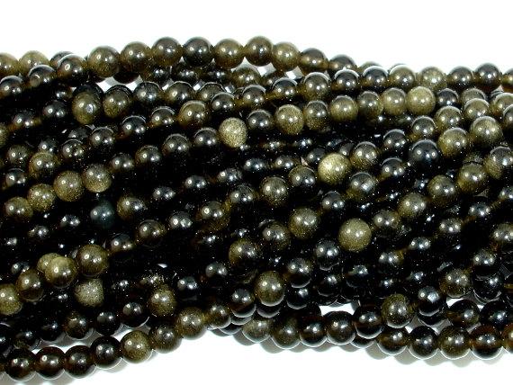 Golden Obsidian Beads, Round, 4mm-Gems: Round & Faceted-BeadBeyond