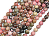 Rhodonite Beads, Round, 10mm (10.5 mm)-Gems: Round & Faceted-BeadBeyond
