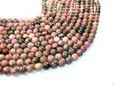 Rhodonite Beads, Round, 10mm (10.5 mm)-Gems: Round & Faceted-BeadBeyond