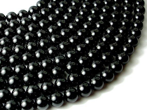 Black Tourmaline Beads, Round, 10mm-Gems: Round & Faceted-BeadBeyond