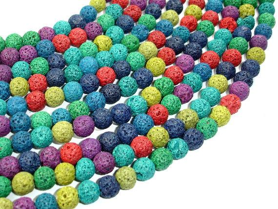 Lava Beads, Multicolored, Round, 8mm-Gems: Round & Faceted-BeadBeyond