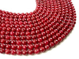 Ruby Jade Beads, Faceted Round, 8mm-Gems: Round & Faceted-BeadBeyond