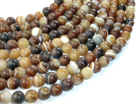 Matte Banded Agate Beads, 8mm Round Beads-Agate: Round & Faceted-BeadBeyond