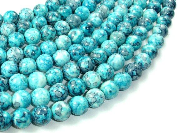 Rain Flower Stone Beads, Blue, 10mm Round Beads-Gems: Round & Faceted-BeadBeyond