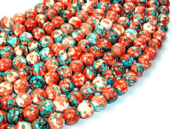 Rain Flower Stone, Red, Blue, 8mm Round Beads-Gems: Round & Faceted-BeadBeyond