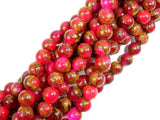 Mosaic Stone Beads, Red, 6mm Round Beads-Gems: Round & Faceted-BeadBeyond