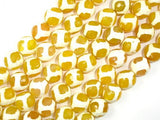 Tibetan Agate Beads, Yellow 12mm Faceted Round Beads-Agate: Round & Faceted-BeadBeyond