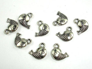 Fish Charms, Zinc Alloy, Antique Silver Tone 30pcs-Metal Findings & Charms-BeadBeyond