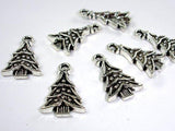 Christmas Tree Charms, Zinc Alloy, Antique Silver Tone 10pcs-Metal Findings & Charms-BeadBeyond