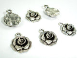 Rose Charms, Zinc Alloy, Antique Silver Tone, 14 x 17mm 10pcs-Metal Findings & Charms-BeadBeyond