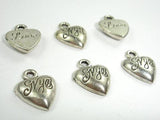 Heart Charms-Love, Zinc Alloy, Antique Silver Tone 20pcs-Metal Findings & Charms-BeadBeyond