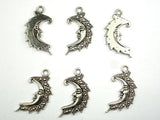 Moon Charms, Zinc Alloy, Antique Silver Tone 20pcs-Metal Findings & Charms-BeadBeyond
