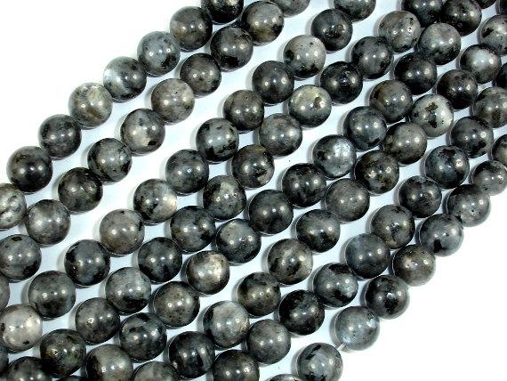 Black Labradorite Beads, Larvikite, 8mm(8.5mm) Round Beads-Gems: Round & Faceted-BeadBeyond