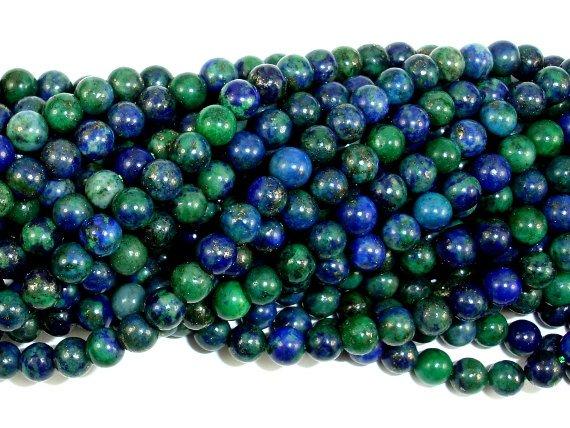 Azurite Malachite Beads, 4mm (4.5mm) Round-Gems: Round & Faceted-BeadBeyond