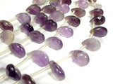 Amethyst Beads, 8mm x 12mm Briolette Beads, Faceted Pear Beads-Gems:Assorted Shape-BeadBeyond