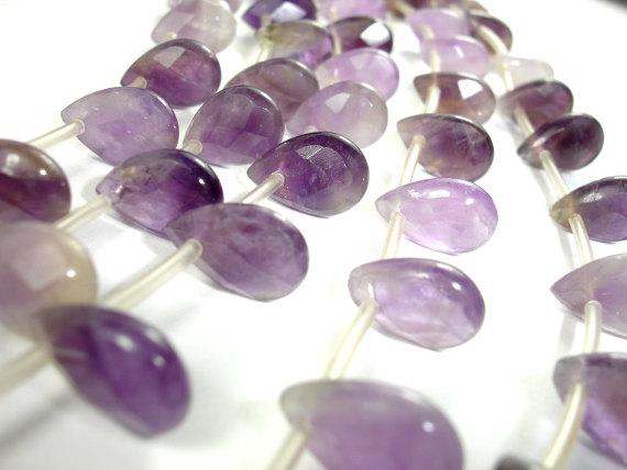 Amethyst Beads, 8mm x 12mm Briolette Beads, Faceted Pear Beads-Gems:Assorted Shape-BeadBeyond