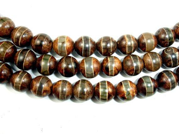 Tibetan Agate Beads, Round, 10mm-Agate: Round & Faceted-BeadBeyond