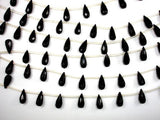 Black Glass Beads, 6mm x 13mm Faceted Teardrop Beads-Pearls & Glass-BeadBeyond