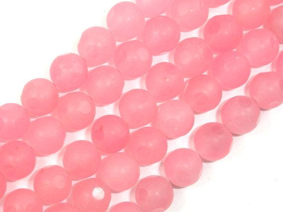 Matte Red Dyed Jade Beads, 10mm Faceted Round Beads-Gems: Round & Faceted-BeadBeyond