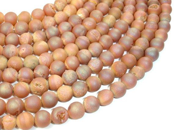Druzy Agate Beads, Champagne Geode Beads, 8mm Round Beads-Gems: Round & Faceted-BeadBeyond